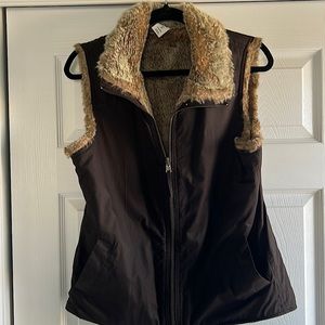 Faux fur reversible brown vest